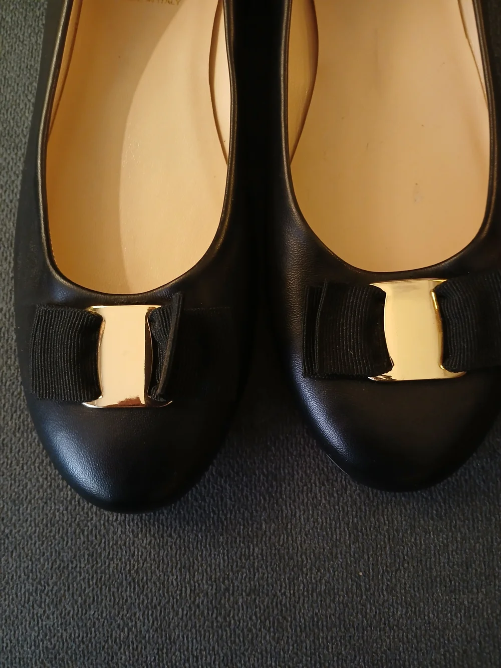 Bruno Magli Black Leather Ballet Flats with Bow Detail